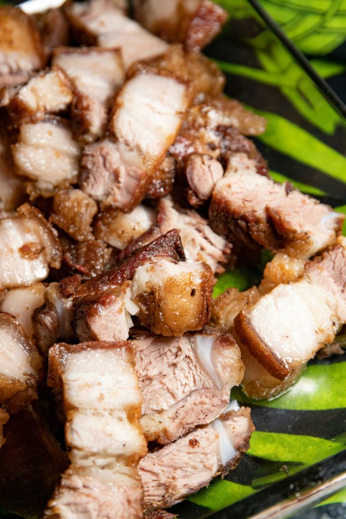 cooked food on green plate